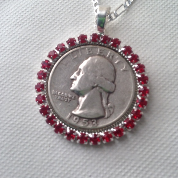 1953  Silver Quarter Dollar Coin, 16in 925 Chain - Picture 2 of 6